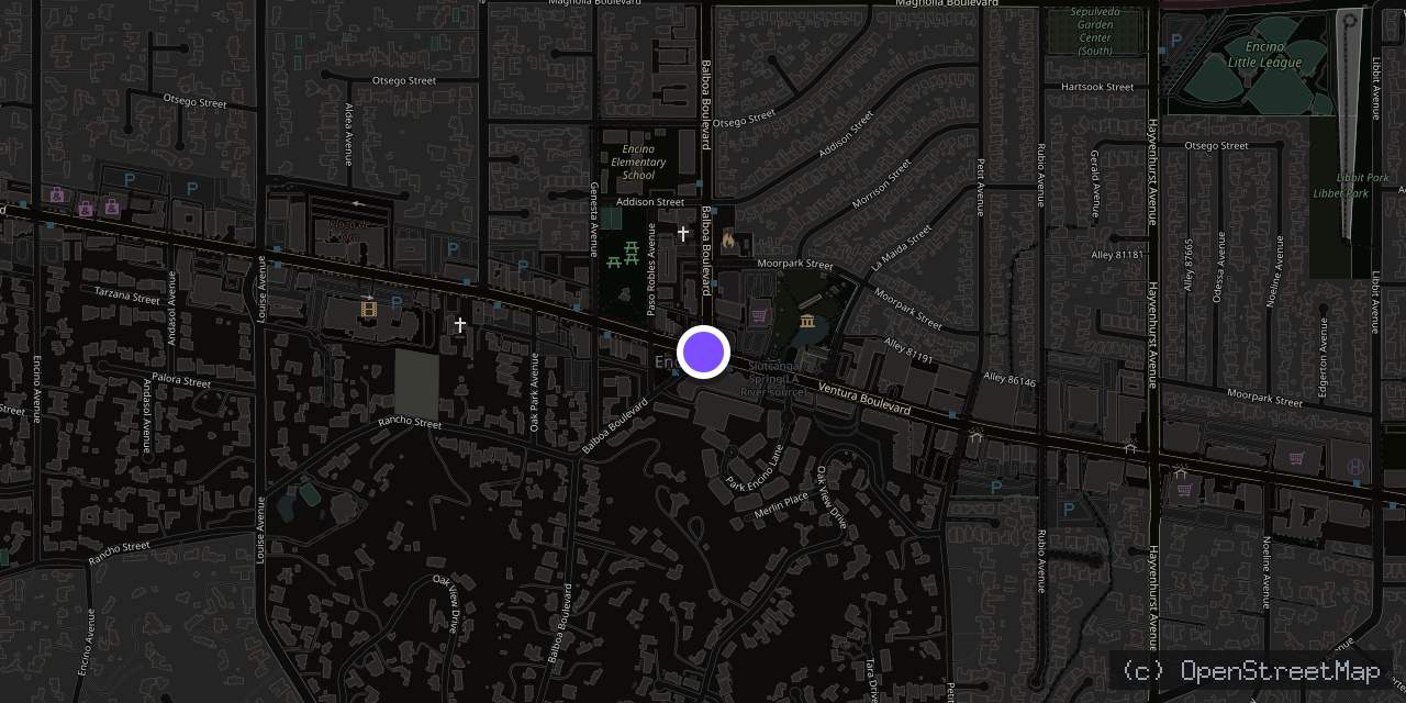 Map of Ventura / Balboa, Los Angeles, CA, USA