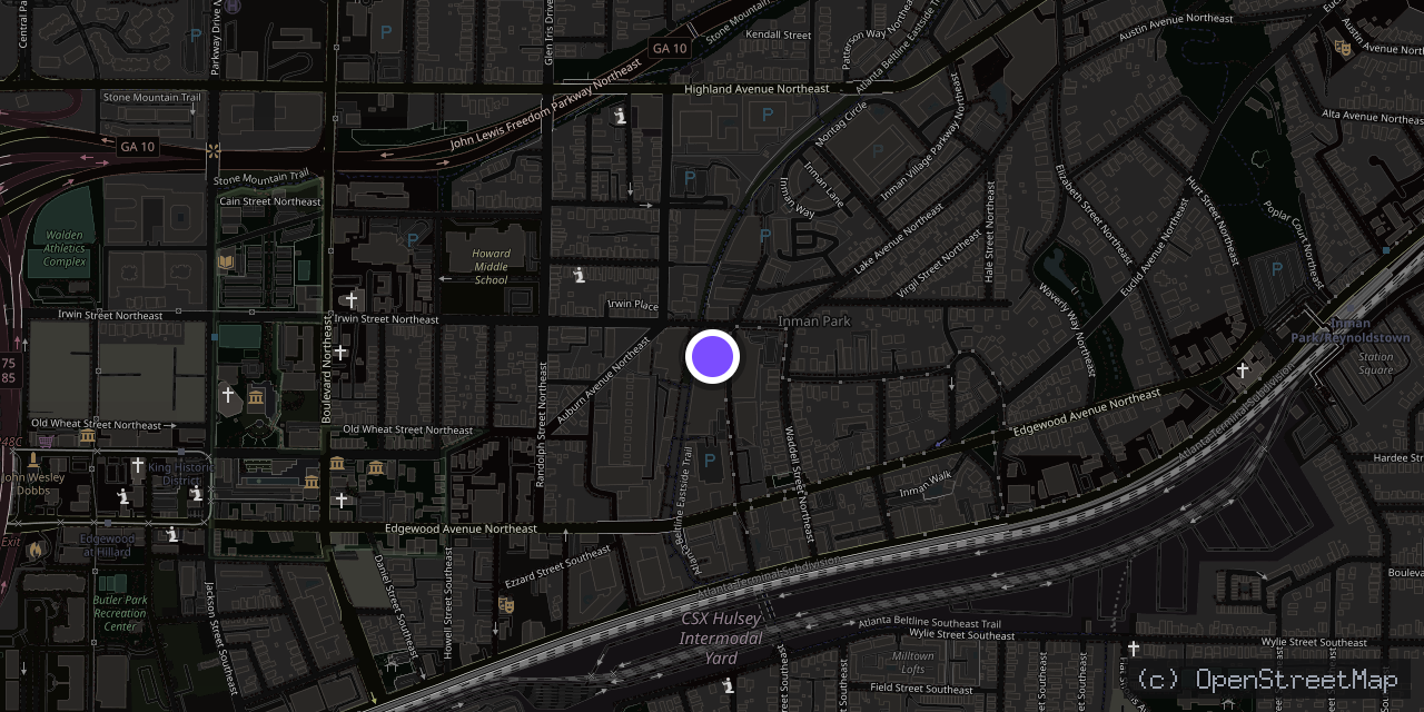 Map of 116 Krog St NE, Atlanta, GA 30307, USA
