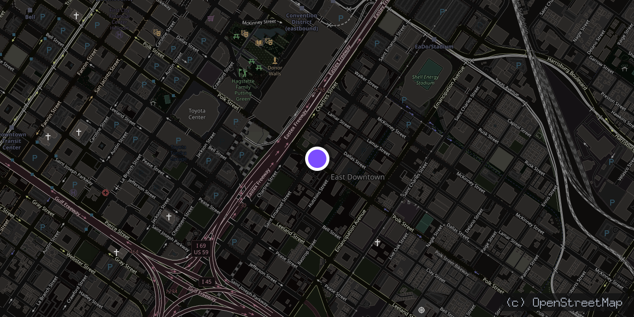 Map of 2101 Polk St, Houston, TX 77003, USA