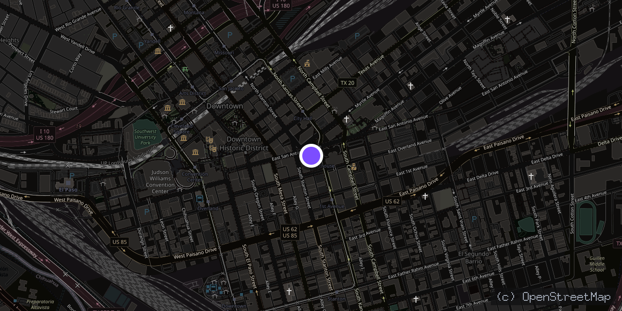 Map of 412 E San Antonio Ave, El Paso, TX 79901, USA