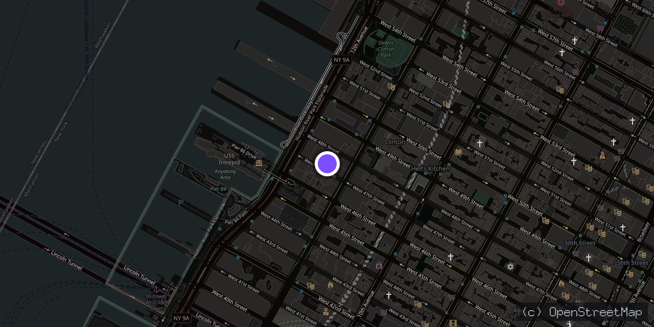 Map of 607 W 48th St, New York, NY 10036, USA