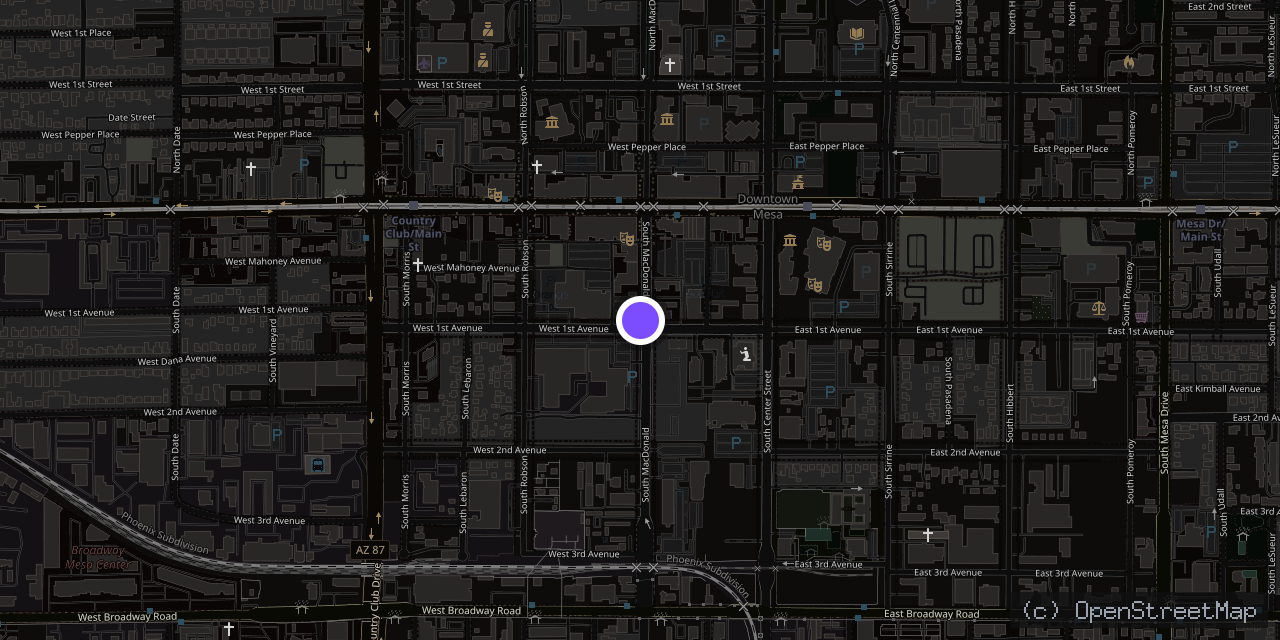 Map of 102 S MacDonald, Mesa, AZ 85210, USA