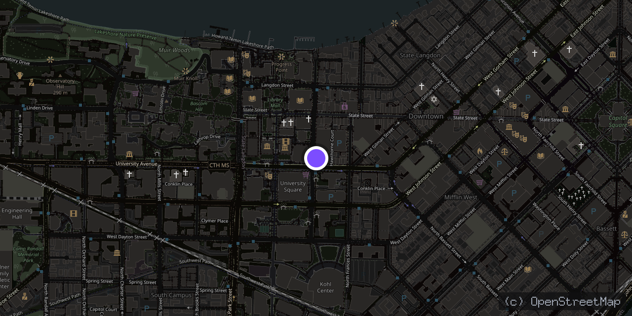 Map of 401 N Lake St, Madison, WI 53715, USA