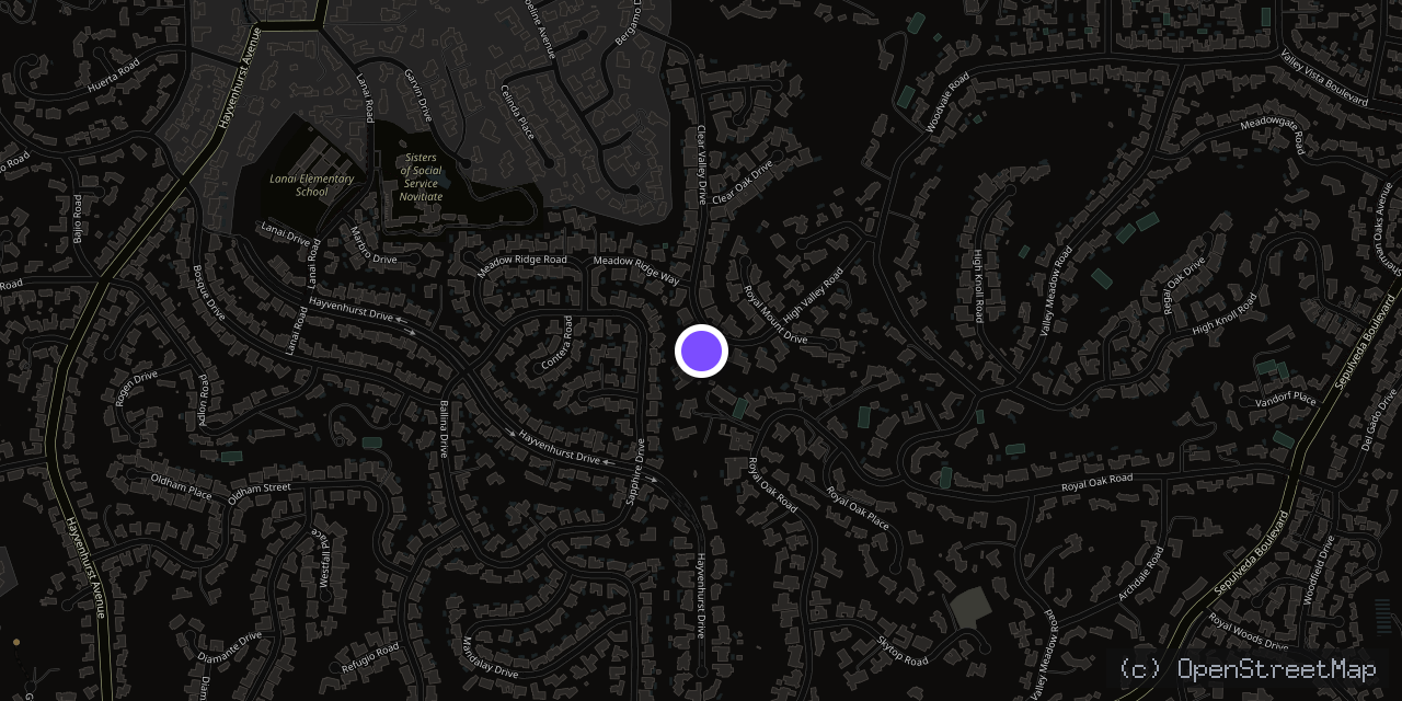Map of 16161 Clear Valley Pl, Encino, CA 91436, USA