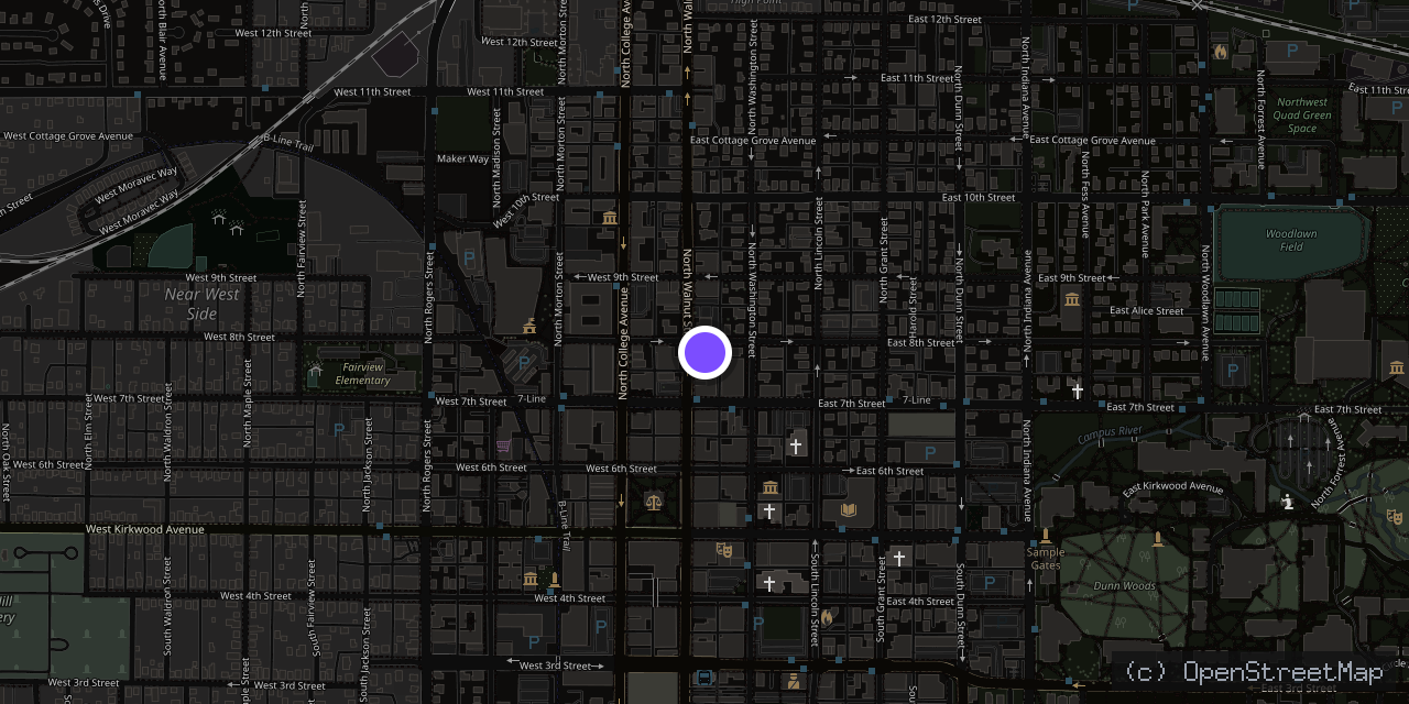 Map of 320 N Walnut St, Bloomington, IN 47404, USA