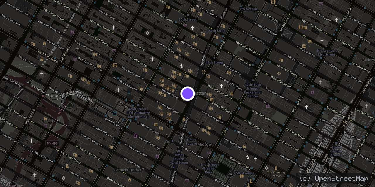 Map of 1515 Broadway, New York, NY 10036, USA