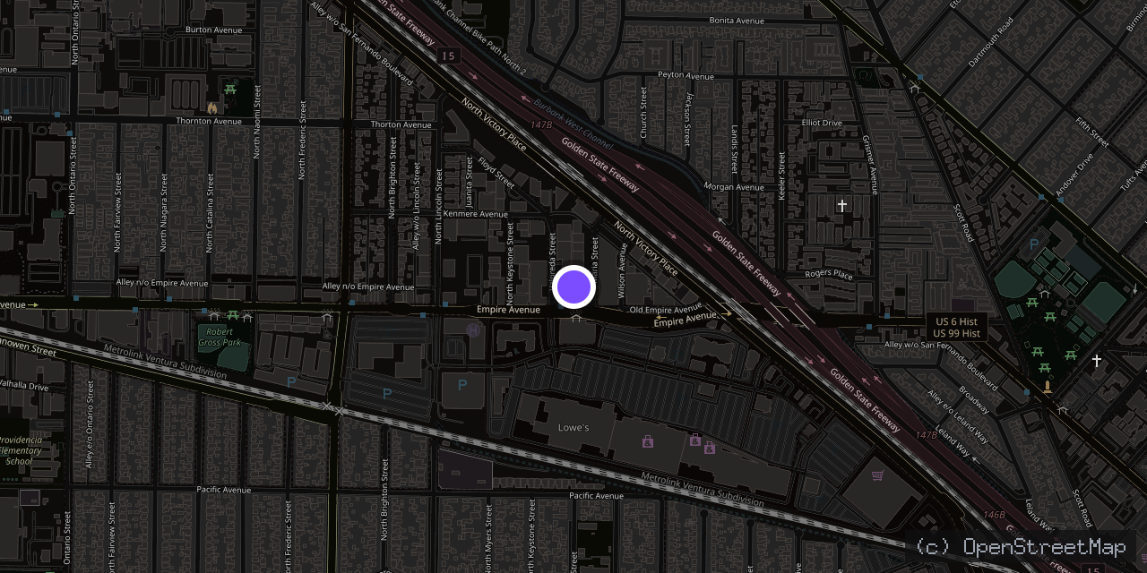 Map of 1919 Empire Ave, Burbank, CA 91504, USA