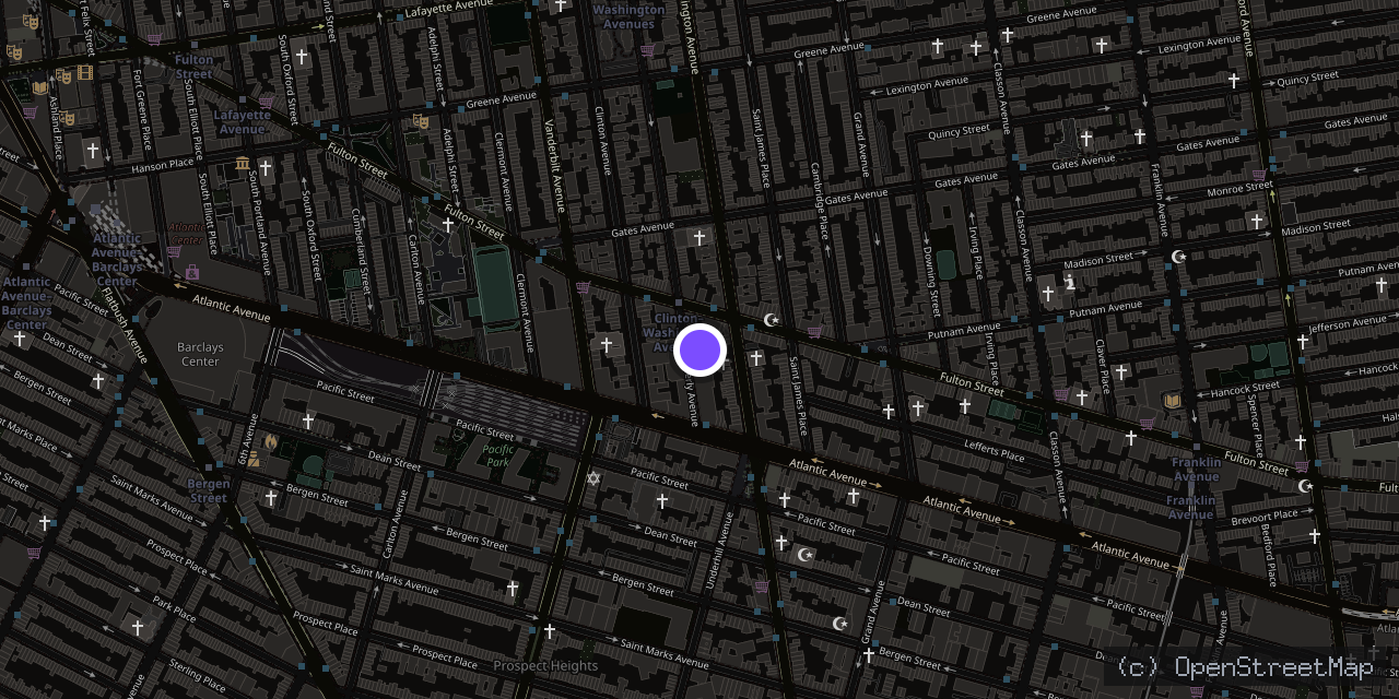Map of 525 Waverly Ave, Brooklyn, NY 11238, USA