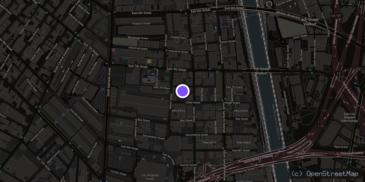 Map of 1901 Violet St, Los Angeles, CA 90021, USA