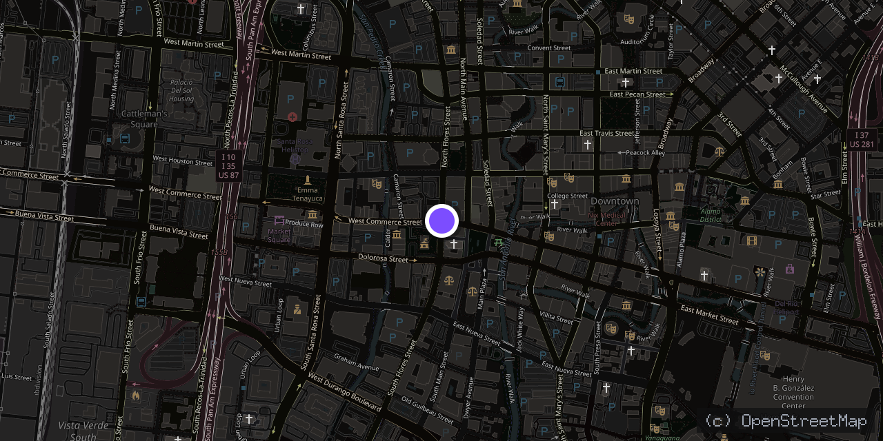 Map of Municipal Plaza Building, 114 W Commerce St, San Antonio, TX 78205, USA