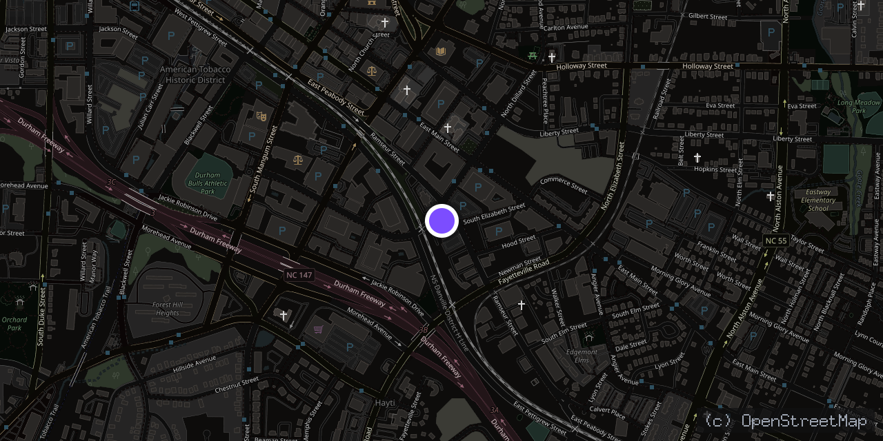 Map of 305 S Dillard St, Durham, NC 27701, USA