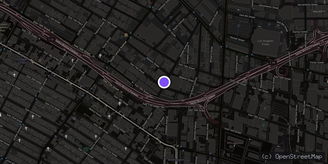 Map of 1465 Hooper Ave., Los Angeles, CA 90021, USA