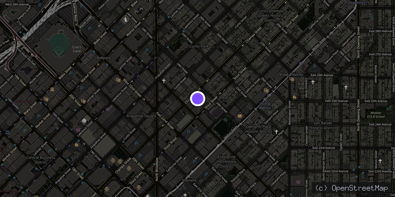 Map of 2340 Champa St, Denver, CO 80205, USA