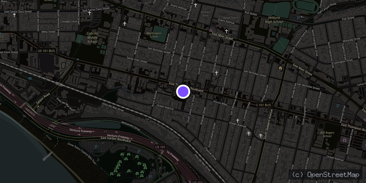 Map of 1888 E Thompson Blvd, Ventura, CA 93001, USA