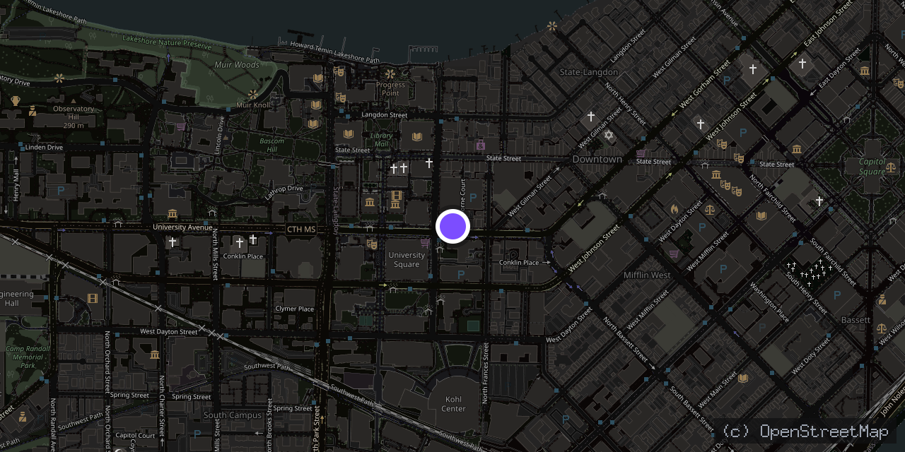 Map of 624 University Ave, Madison, WI 53715, USA