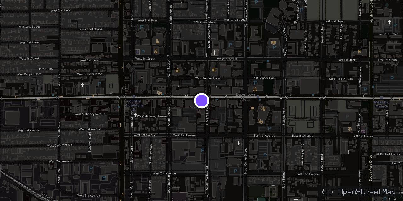 Map of 101 W Main St, Mesa, AZ 85210, USA