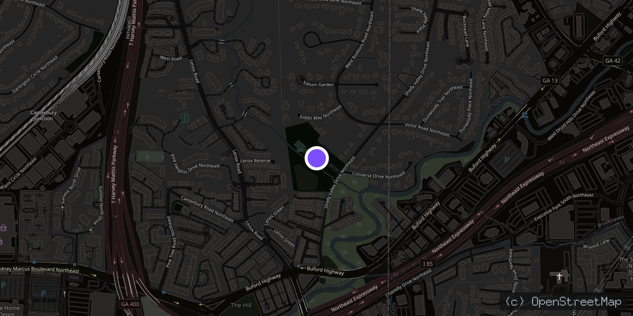 Map of Shady Valley Park, 2720 Shady Valley Dr NE, Atlanta, GA 30324, USA