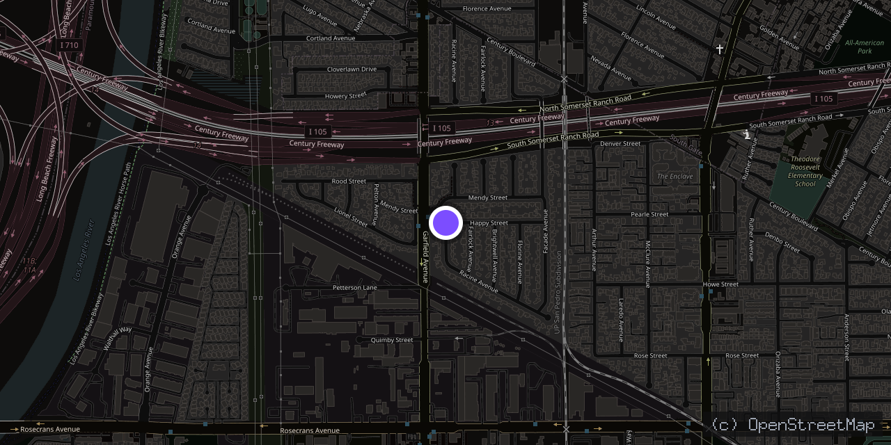 Map of 13903 Racine Ave, Paramount, CA 90723, USA